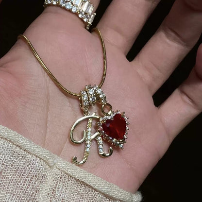 Holiday Initial Letter Heart Necklace