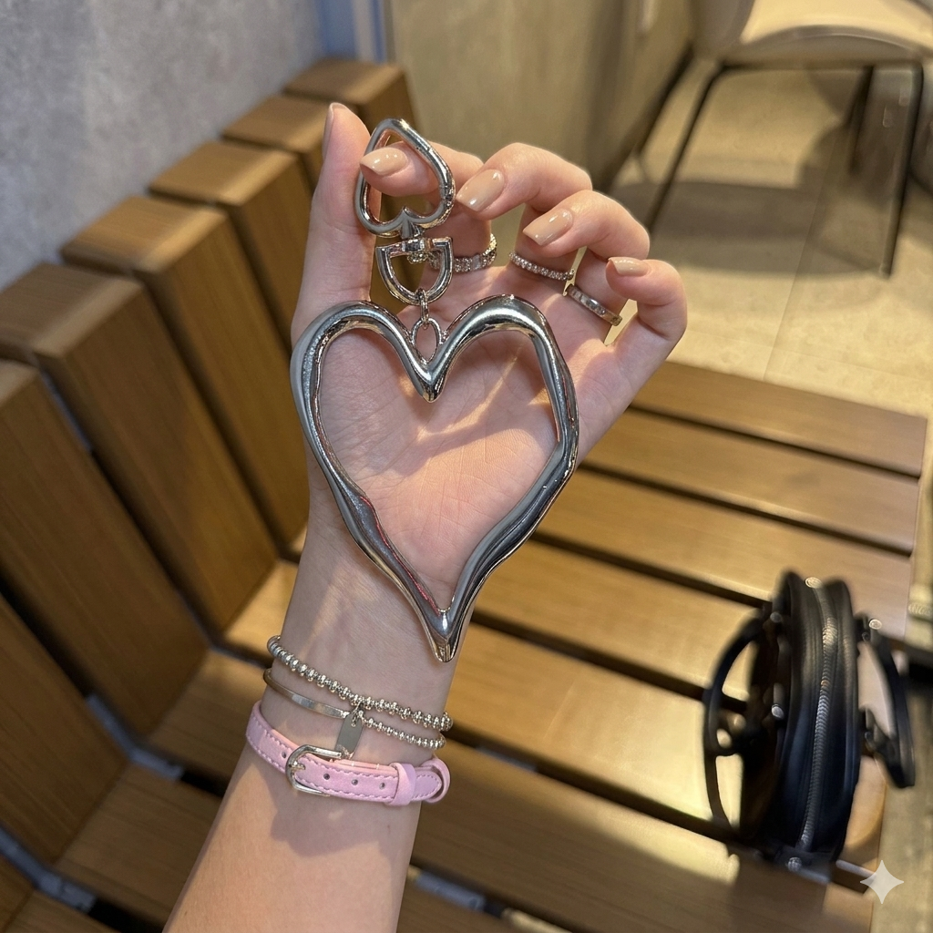 Kiki Chrome Heart Keychain