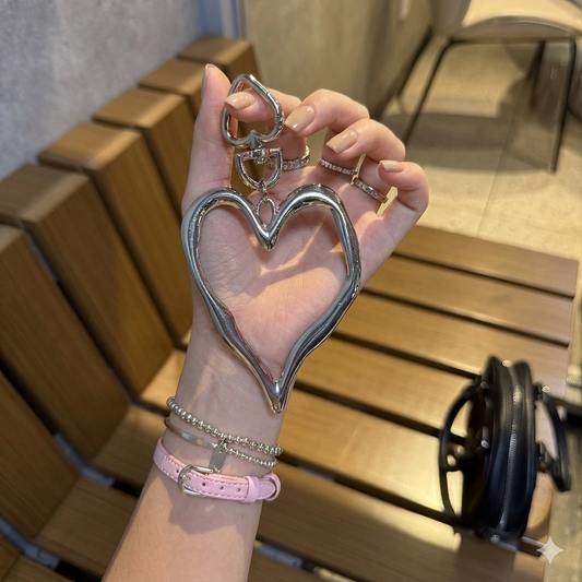 Kiki Chrome Heart Keychain