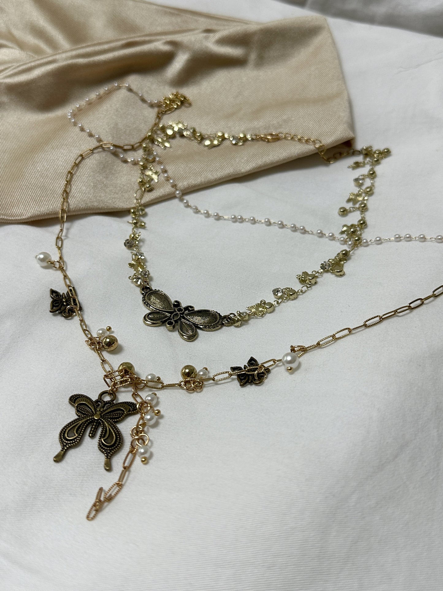 Lola Bronze Flutter Necklace Duo