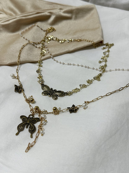Lola Bronze Flutter Necklace Duo