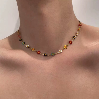 Sunny Pastel Daisies Necklace