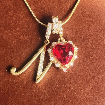 Holiday Initial Letter Heart Necklace