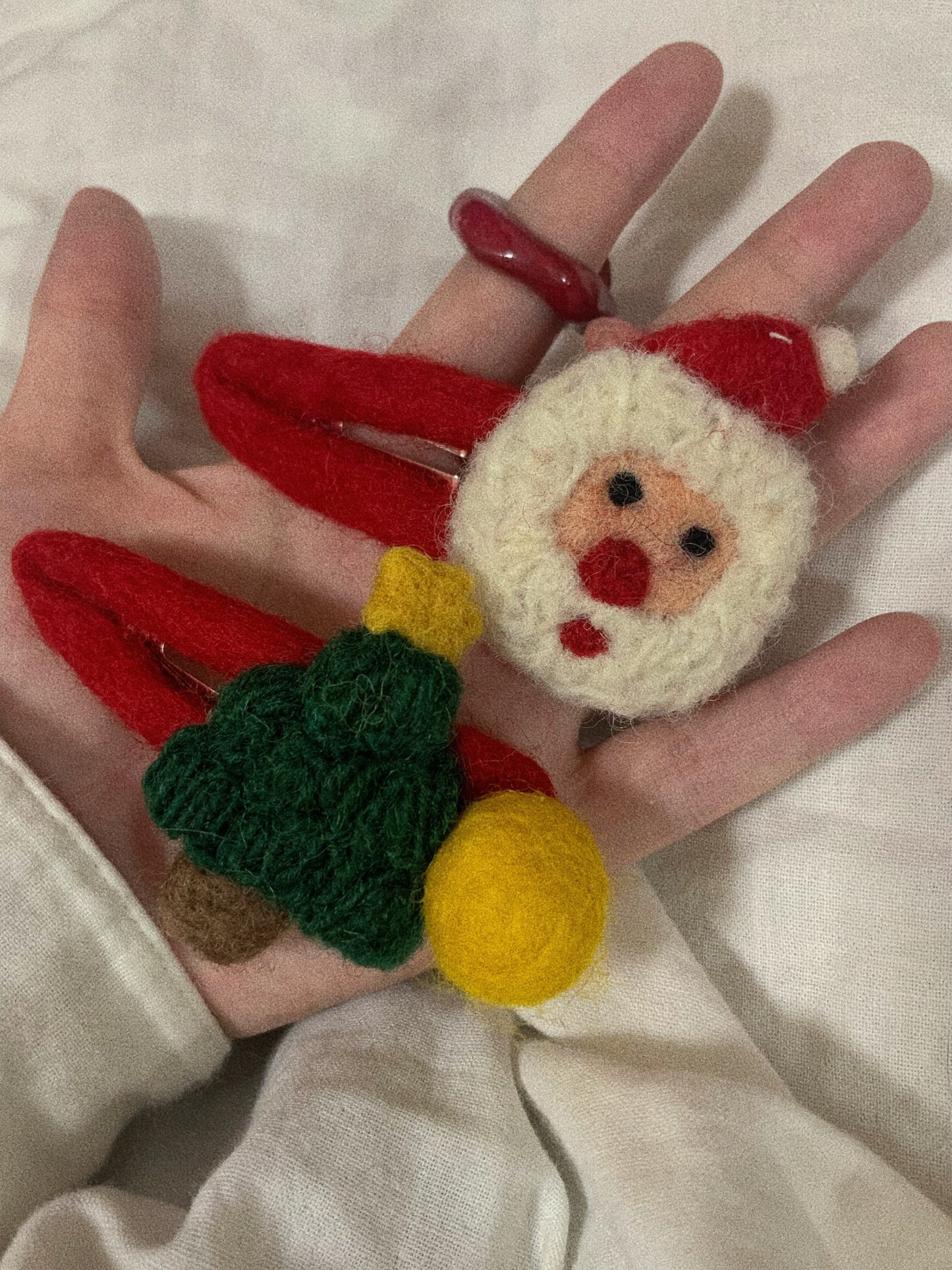 Santa Christmas Woolen Hair Clip