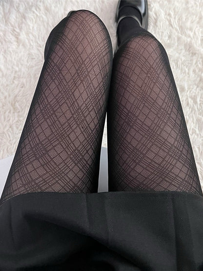 Evelyn Plaid Tights