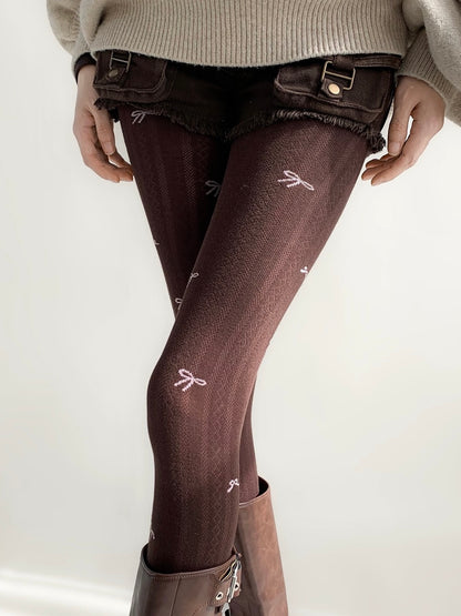 Chloe Bow Cable Knit Tights
