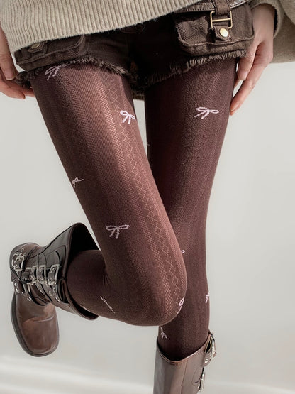 Chloe Bow Cable Knit Tights