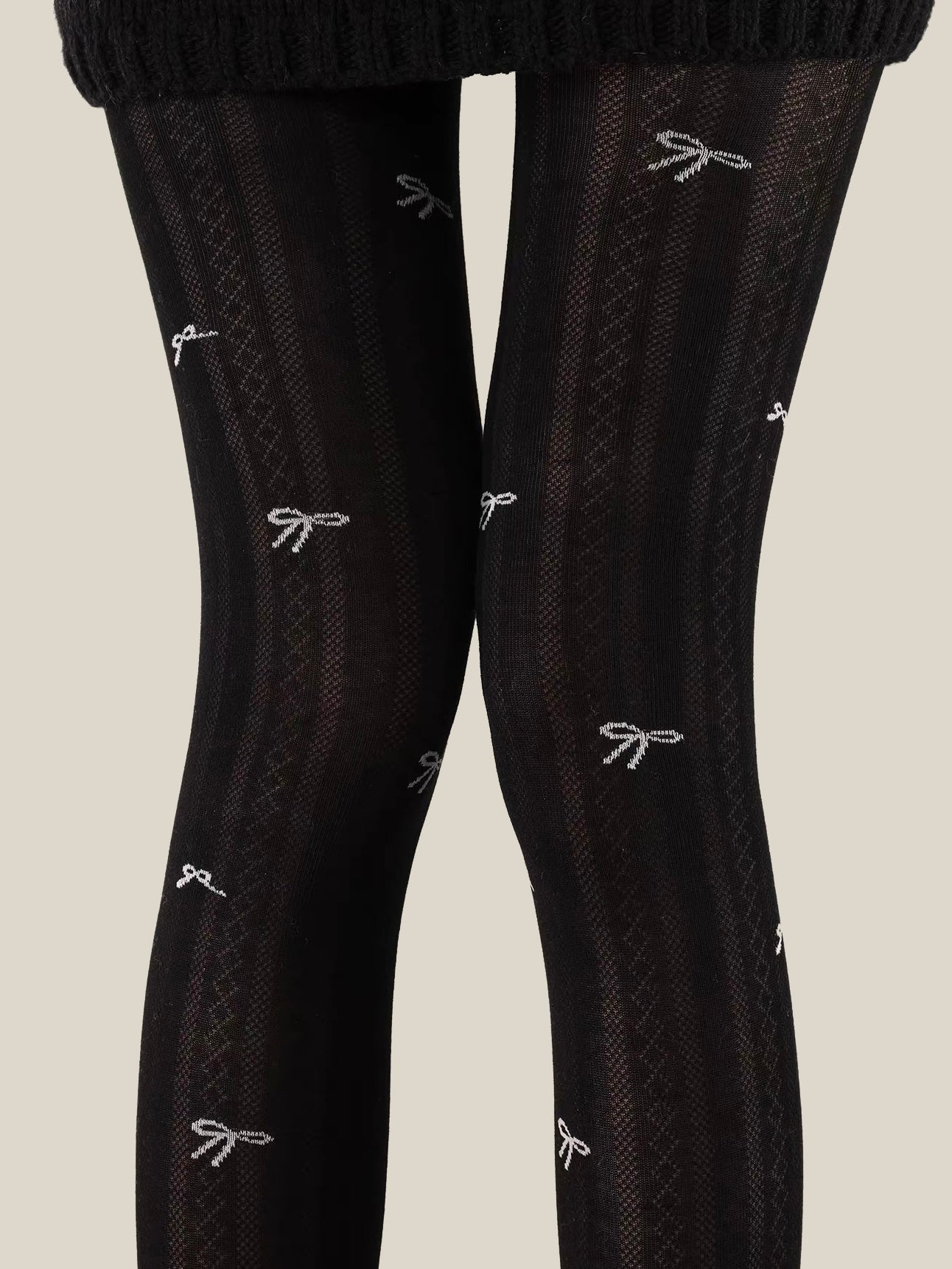 Chloe Bow Cable Knit Tights