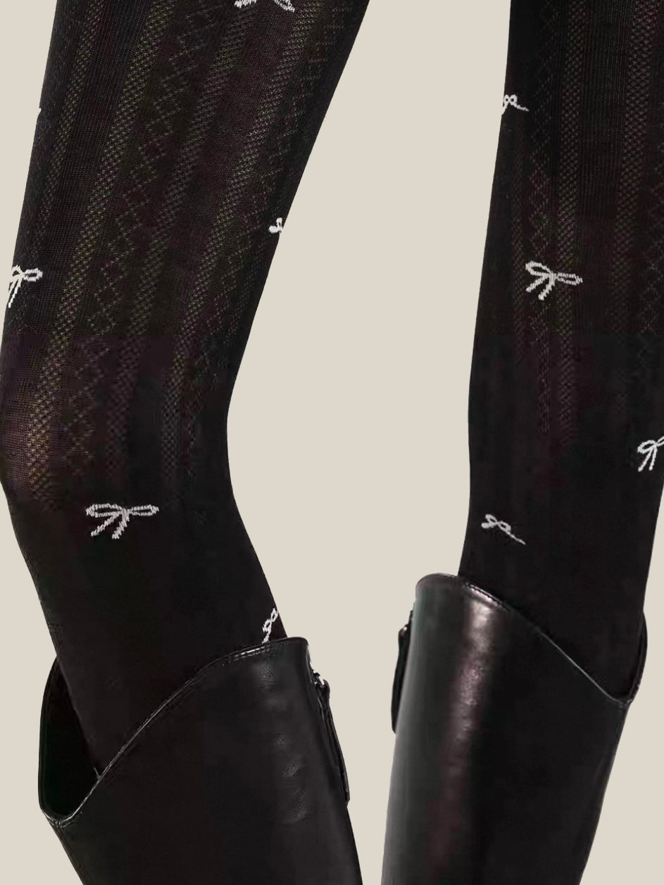 Chloe Bow Cable Knit Tights