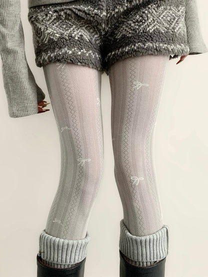 Chloe Bow Cable Knit Tights