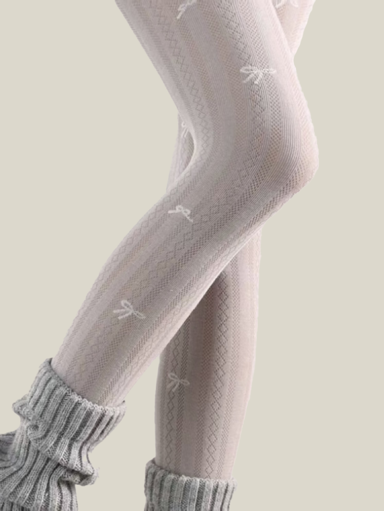 Chloe Bow Cable Knit Tights