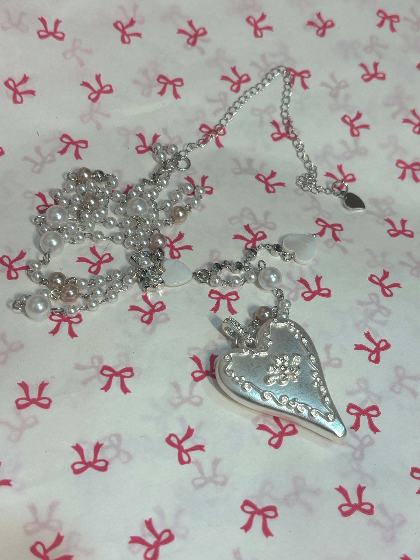 Sophie Pearl Heart Long Necklace
