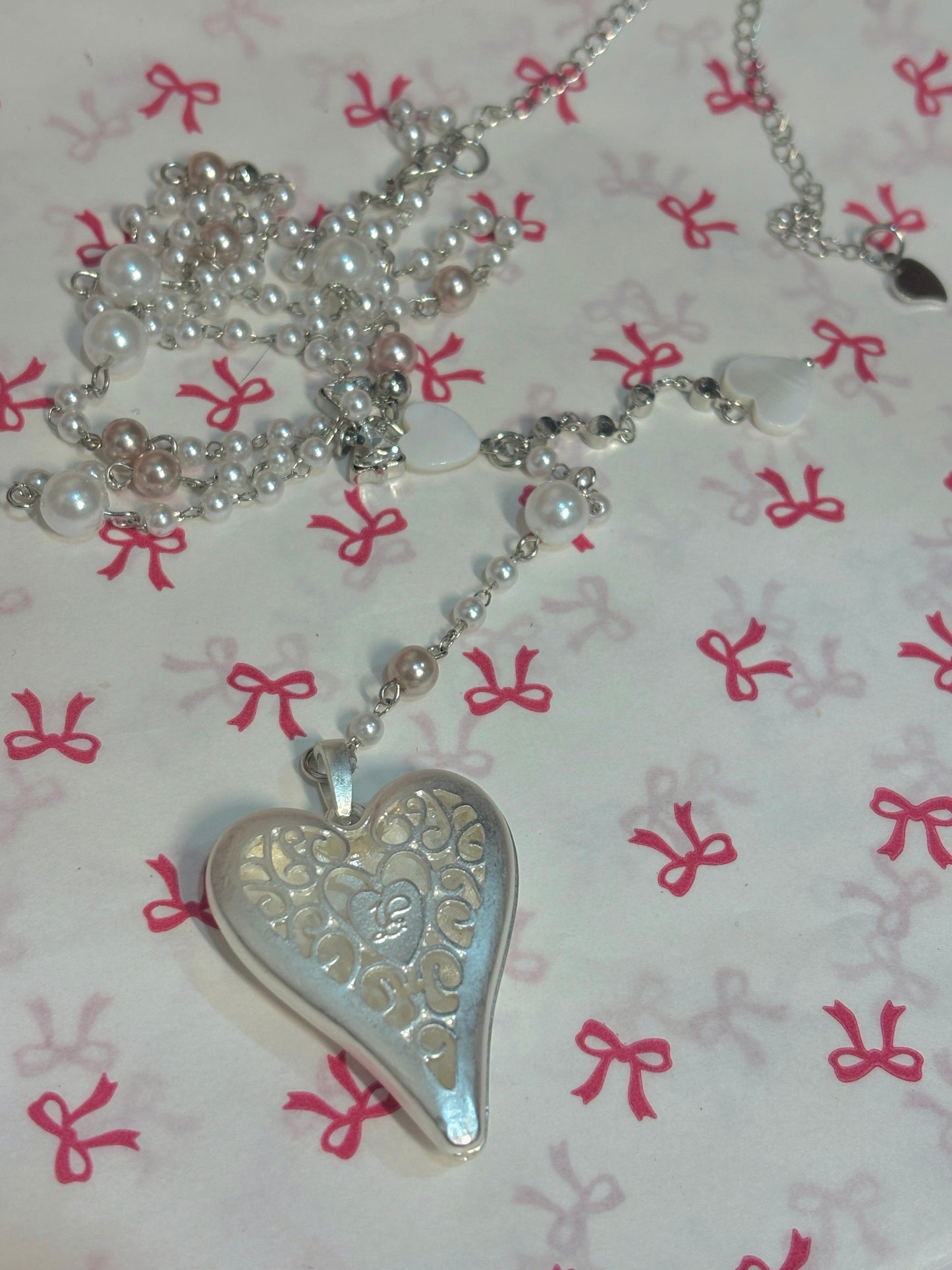 Sophie Pearl Heart Long Necklace