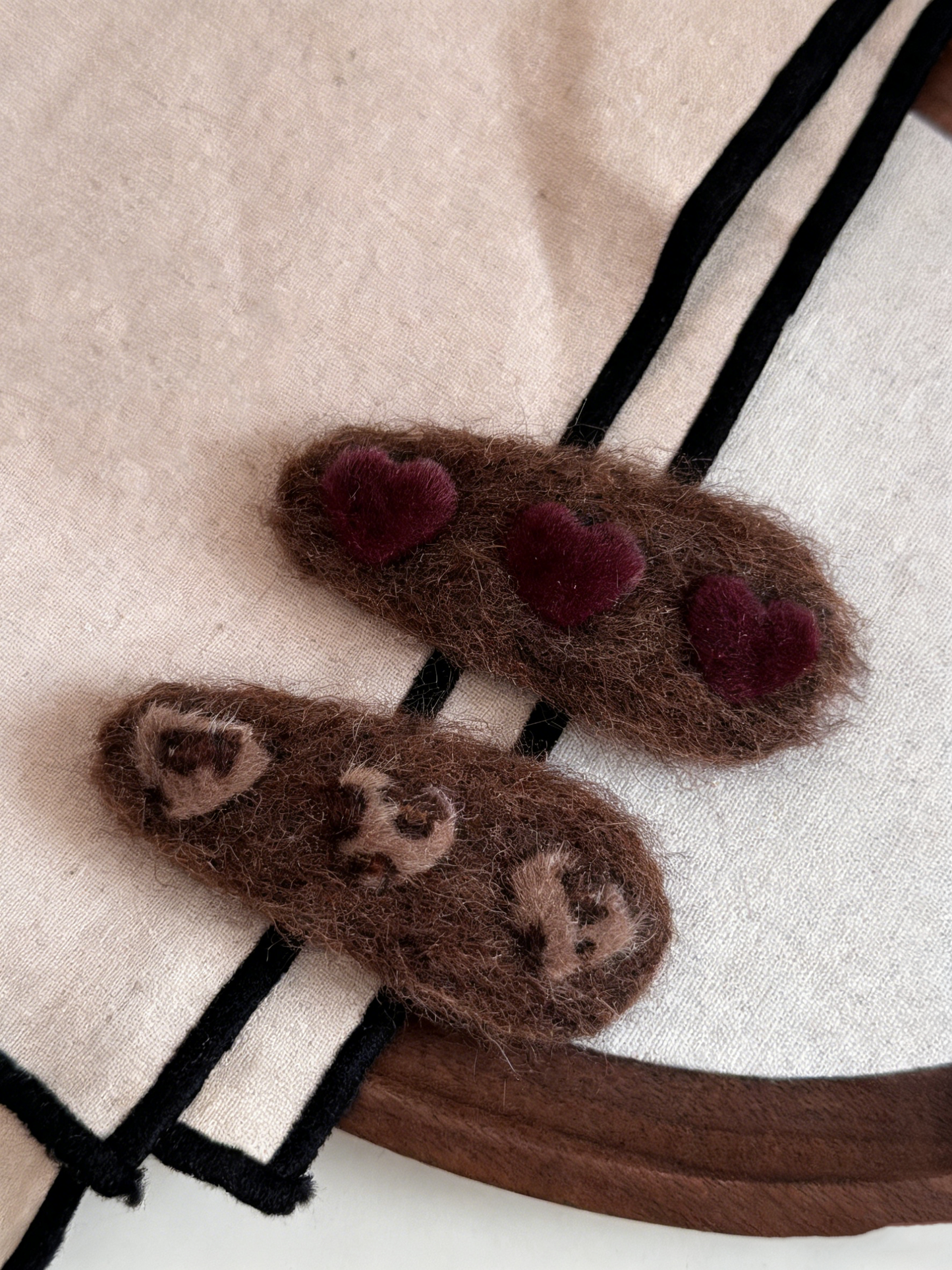 Alice Heart Plush Hair Clips