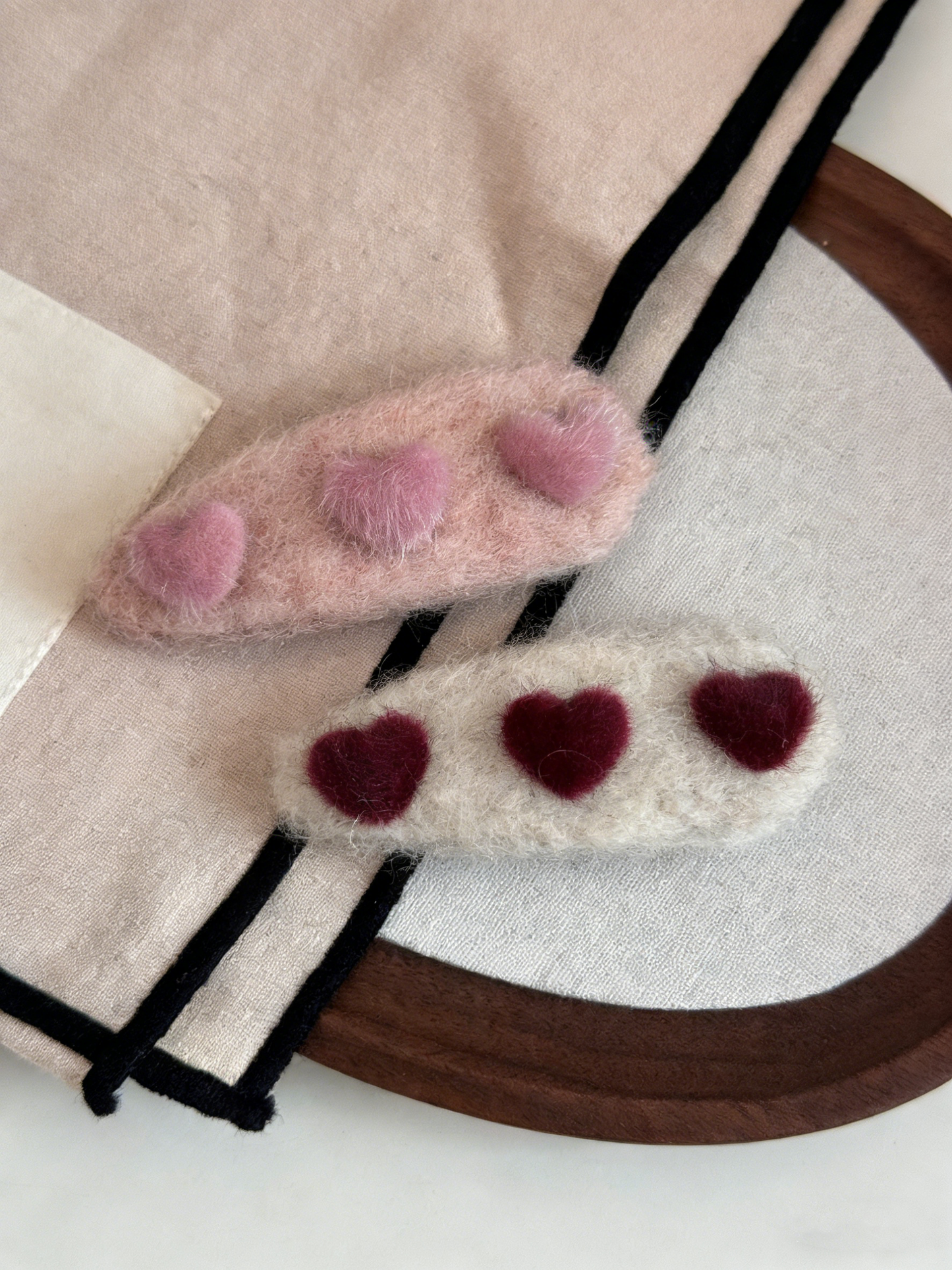 Alice Heart Plush Hair Clips