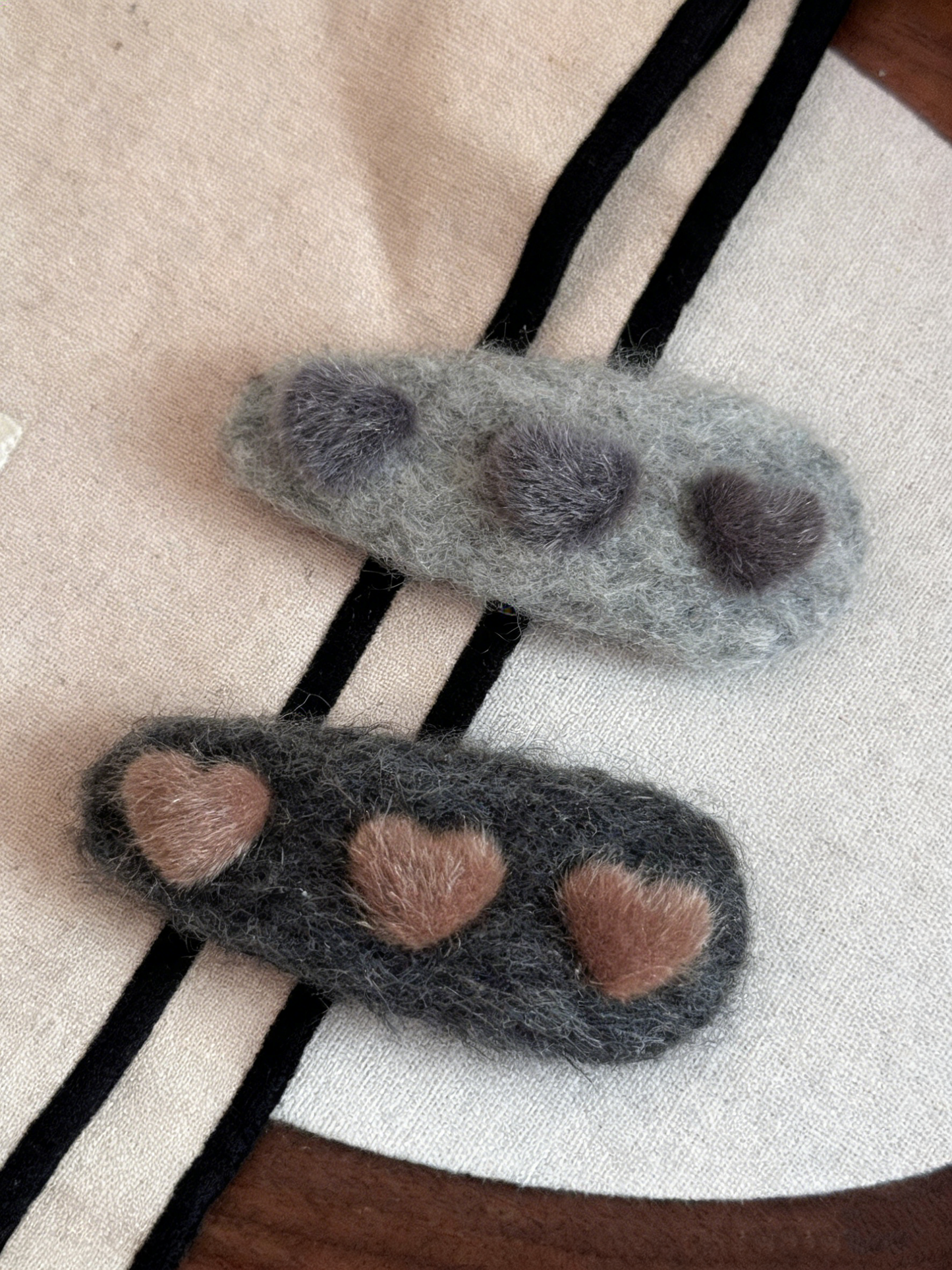 Alice Heart Plush Hair Clips