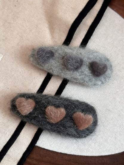 Alice Heart Plush Hair Clips