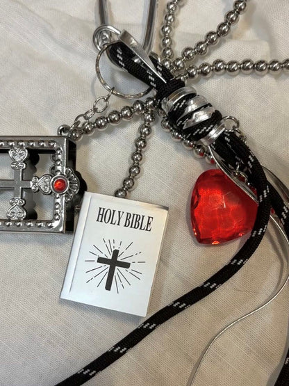 Holly Cross Bible Bag Charm