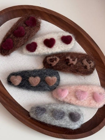 Alice Heart Plush Hair Clips